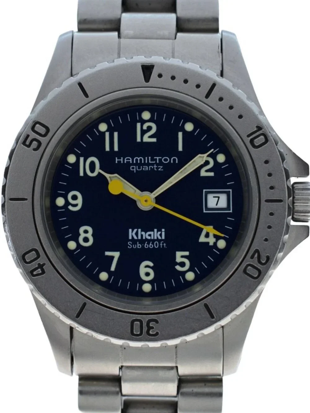 Vintage Ladies 31mm Hamilton Khaki Blue Dial Quartz Sub 660ft Diver Watch 8587B